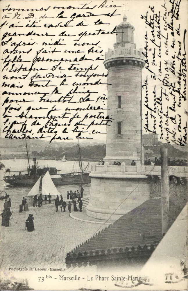 O Farol de Santa Maria — Marselha — Fototipia E. Lacour, n°79 bis - Frente