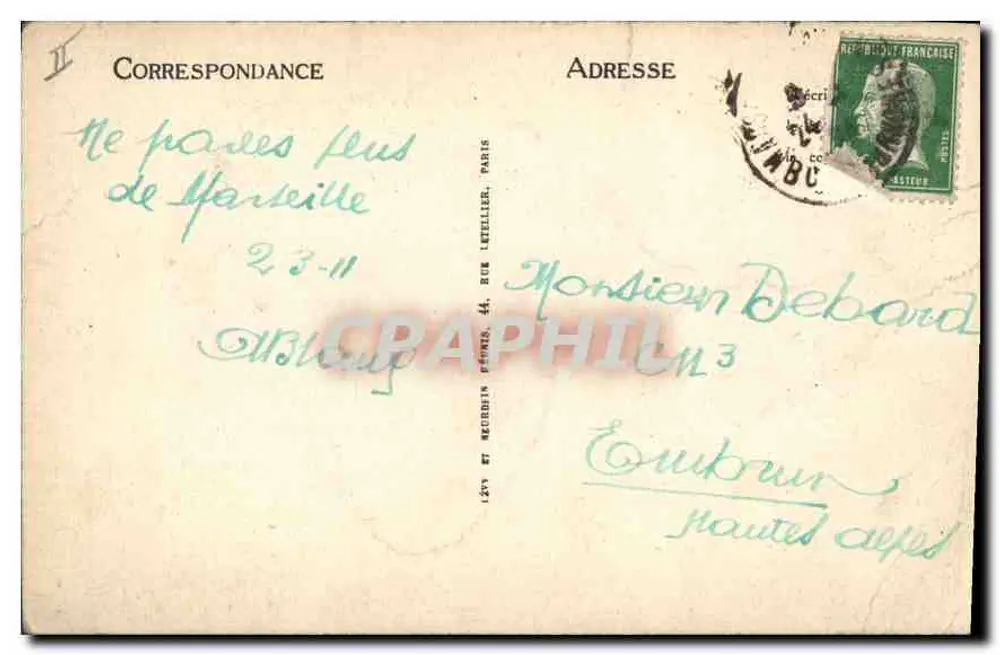 Marseille — Phare de la Désirade — Départ d'un courrier — LL 311 - Rückseite