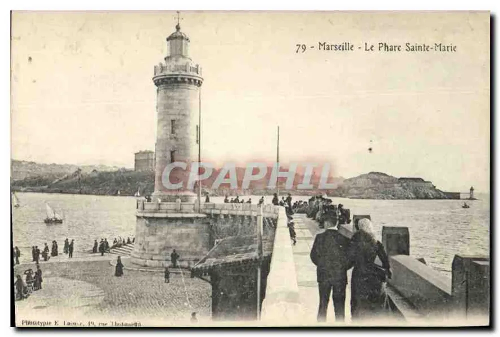 Marselha - O Farol de Santa Maria — Fototipia E. Laco, 19, rue Tholozan - Frente