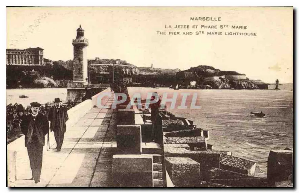 Marselha — A Doca e Farol de Santa Maria — editor desconhecido, número de série não visível - Frente
