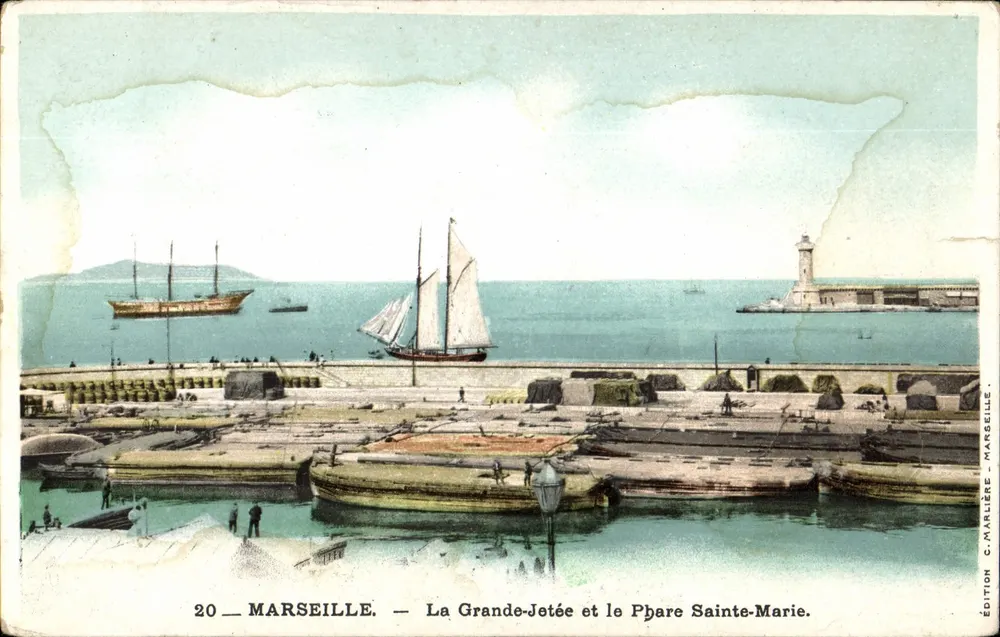 Marseille — La Grande-Jetée und der Phare Sainte-Marie — Edition C. Marlière - Marseille, Nr. 20 - Vorderseite