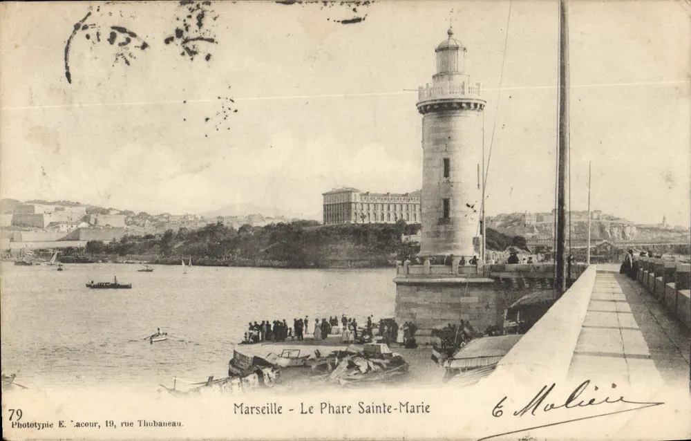 Marselha - O Farol de Santa Maria — Fototipia E. Lacour, 19 rue Thubaneau, n°79 - Frente