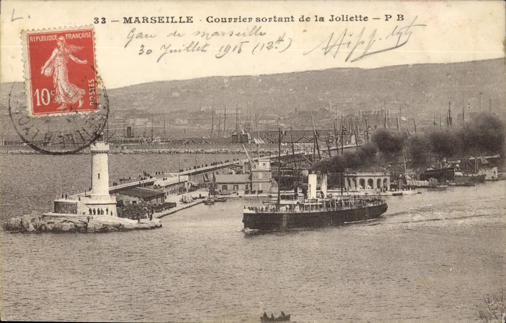 MARSEILLE — Correio de saída da Joliette — P B - Frente