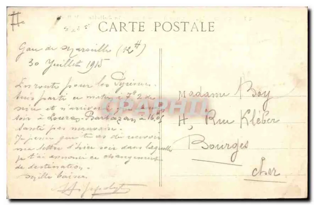 MARSEILLE — Correio de saída da Joliette — P B - Verso