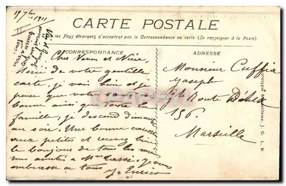 Marselha - Efeito de Noite — editor J.G. L.R. n°320 - Verso