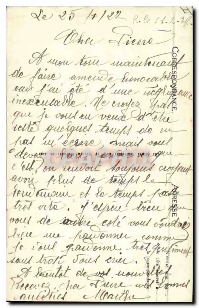 Marseille — Der Leuchtturm von La Désirade — Abfahrt einer Post aus China — L.L. — Nr. 117 - Rückseite