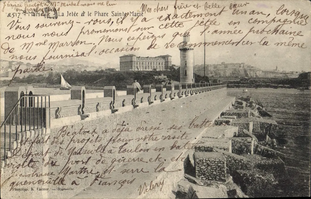 Marseille — La Jetée & le Phare Sainte-Marie — Phototyp. E. Lacour - Recto