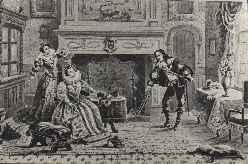 Luís XIII oferecendo pinceroles para perceber um Dithyrambe — Gravura de G. AMBORD - Frente
