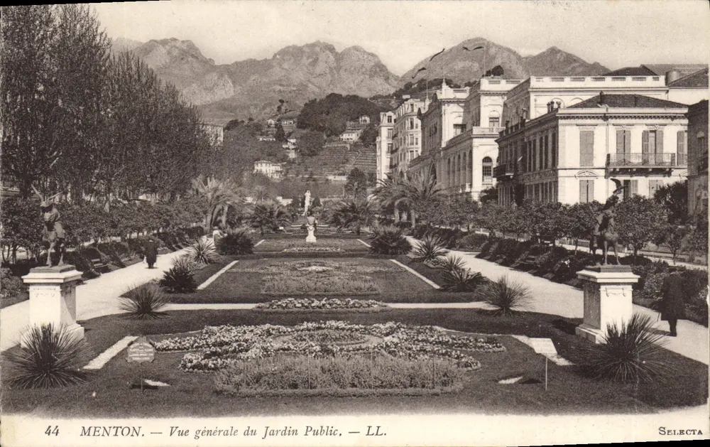 Menton — Vista generale del Giardino Pubblico — LL. — Selecta - Recto