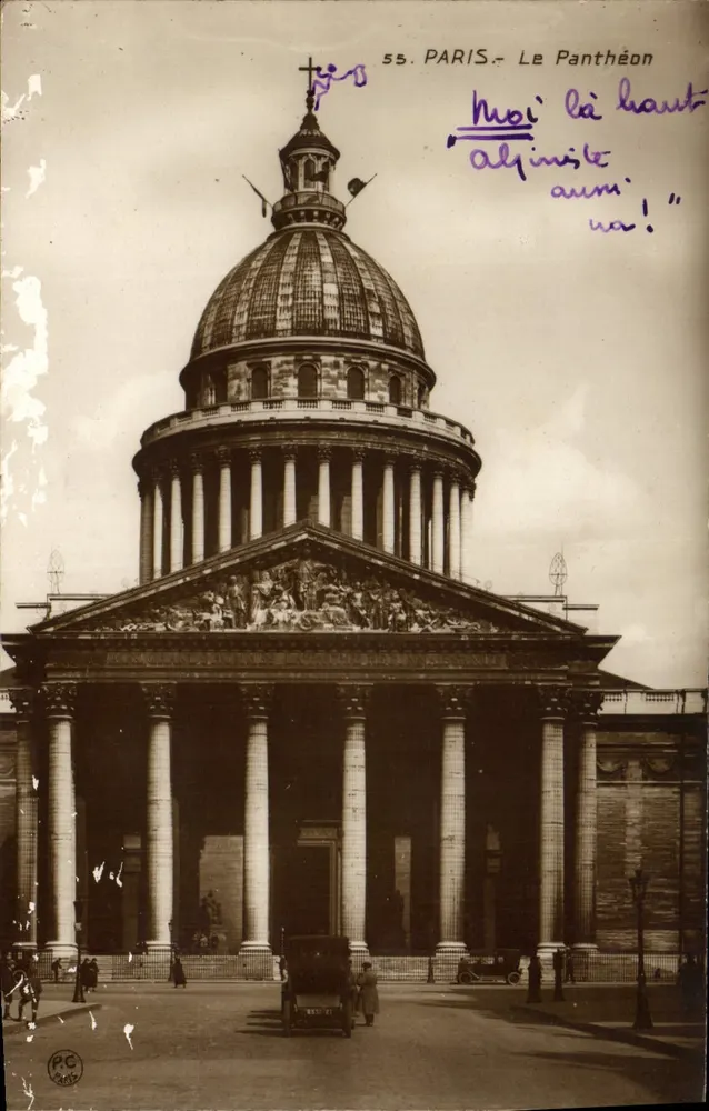 Paris - O Panteão — vista da fachada clássica com cúpula, editor PC Paris, n°55 - Frente
