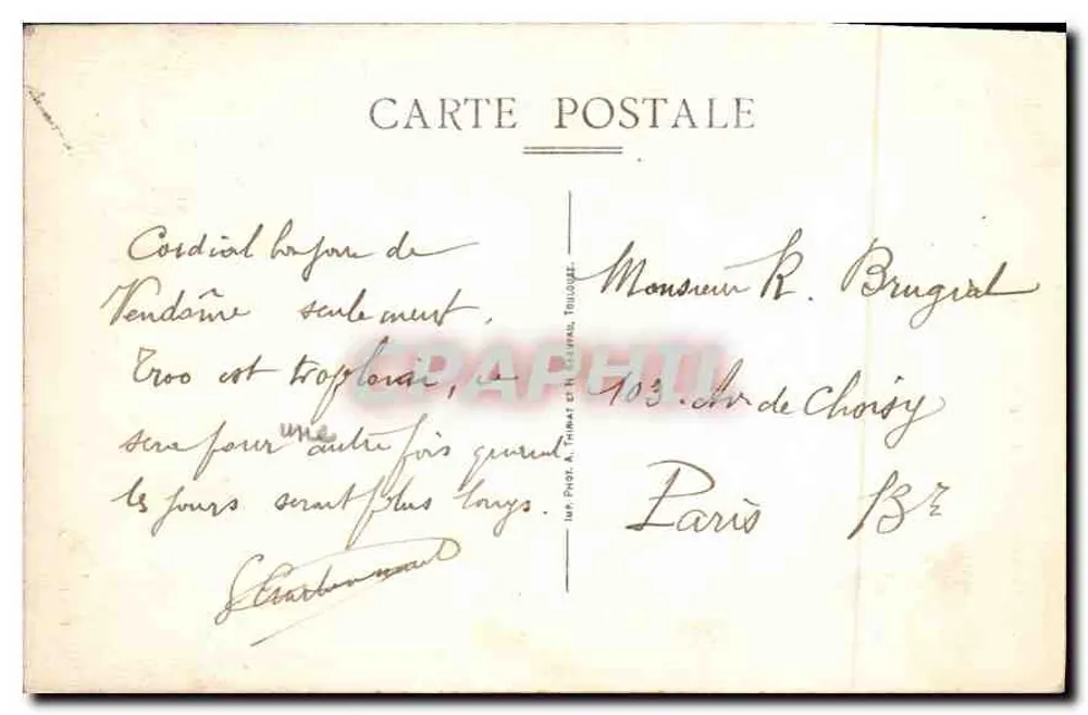 Vendôme — Ruínas do Castelo (Oeste) — Impr. Phot. A. Thibaut et N. Toulouse - Verso