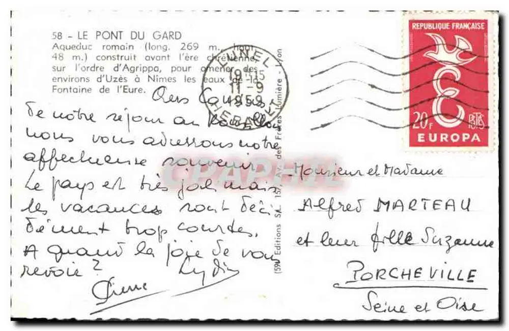 Ponte du Gard — Aqueduto Romano — Éditions S.M. 1590 - Verso