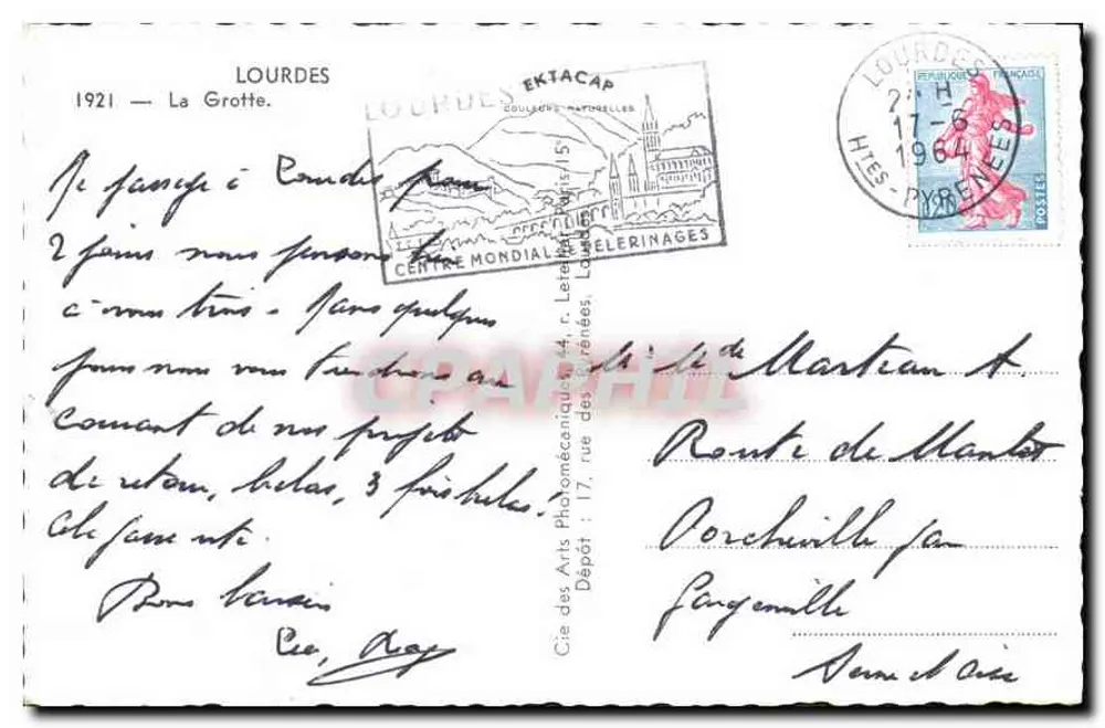 Lourdes — A Gruta — Centro Mundial dos Peregrinos - Verso