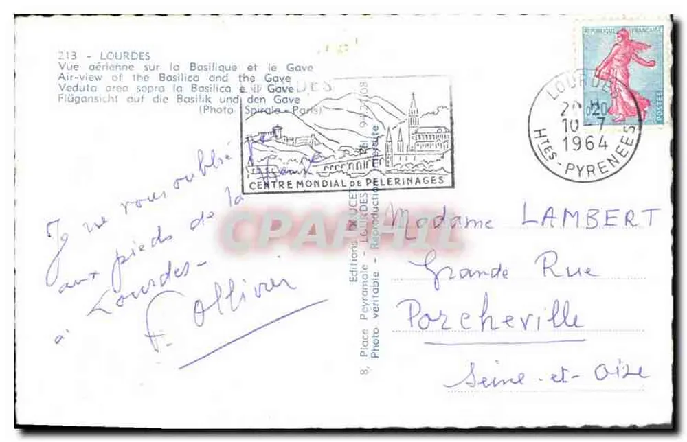 Lourdes — Basilika und der Gave — Verlag Peyramore - Rückseite