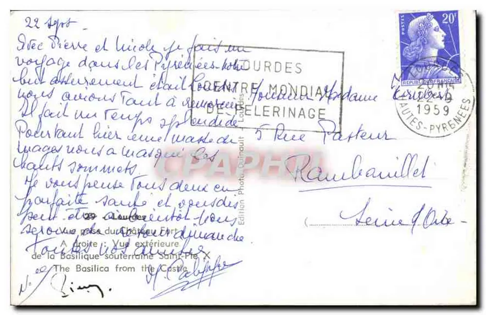Lourdes — Vista externa da Basílica Subterrânea São Pedro — Edição Yvan - Verso