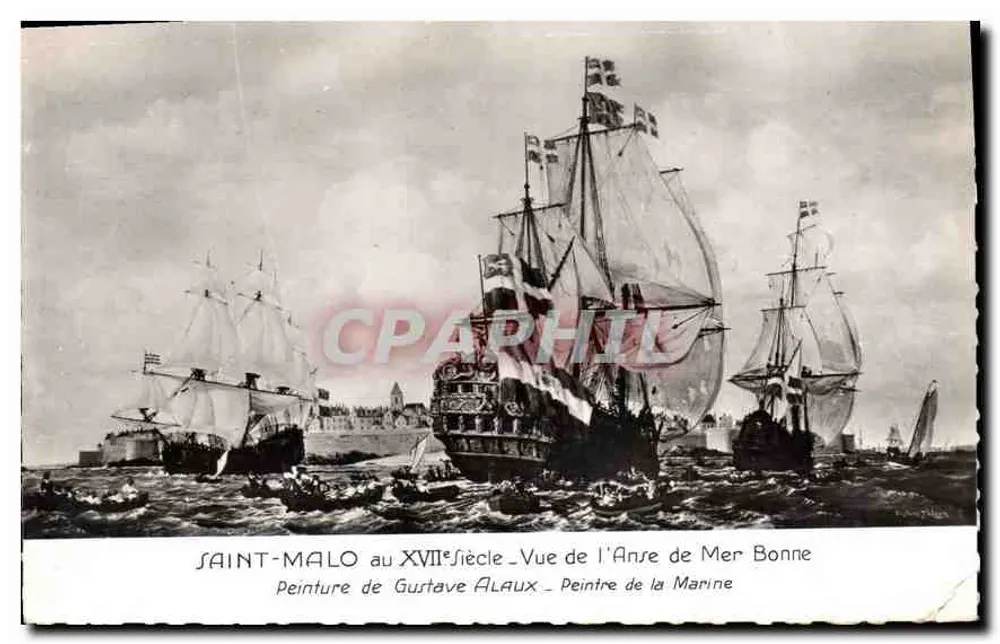 Saint-Malo im 17. Jahrhundert — Ansicht der Anse de Mer Bonne — Gemälde von Gustave Alaux — Marinemaler - Vorderseite