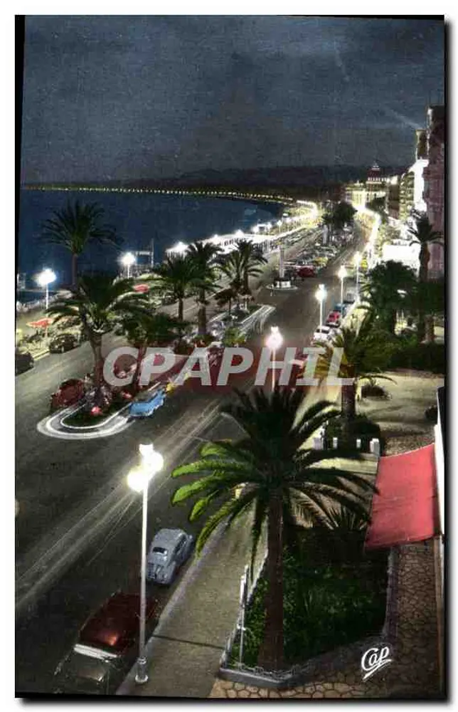 Die Promenade des Anglais — Nacht — Cap - Vorderseite