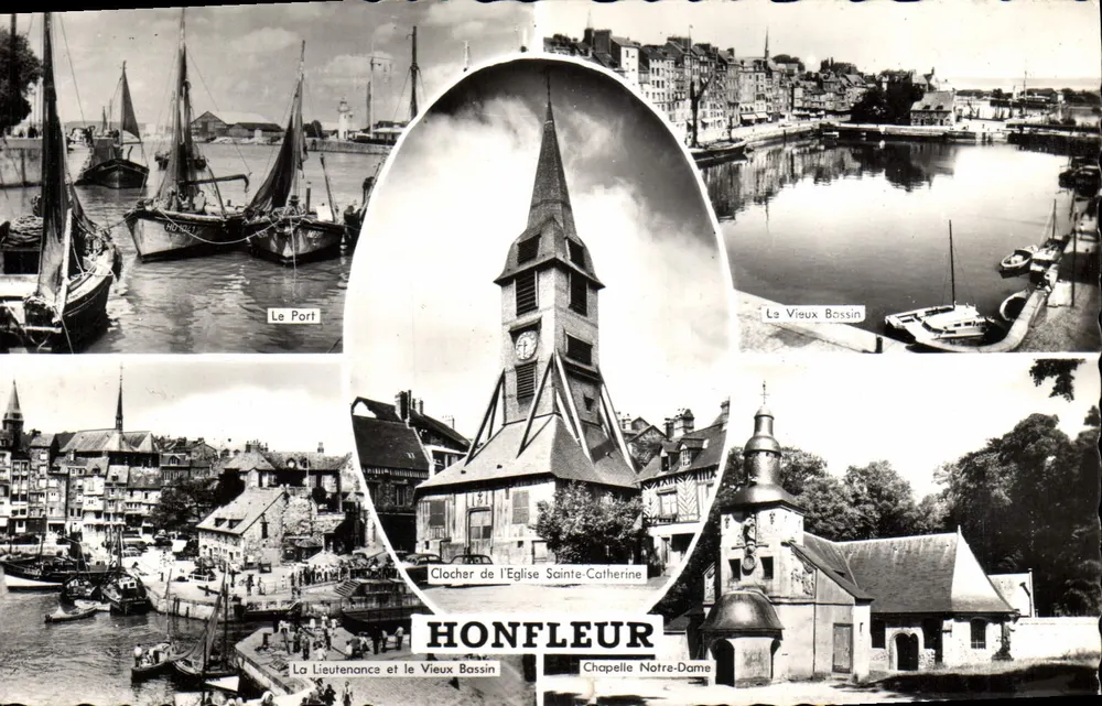 Honfleur — Vista panorâmica do porto e dos monumentos — Edição Artaud, n° 742 - Frente