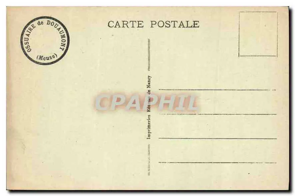 Ossuário provisório de Verdun — Início da obra de Douaumont (Meuse) — Imprimeries Réunies de Nancy - Verso