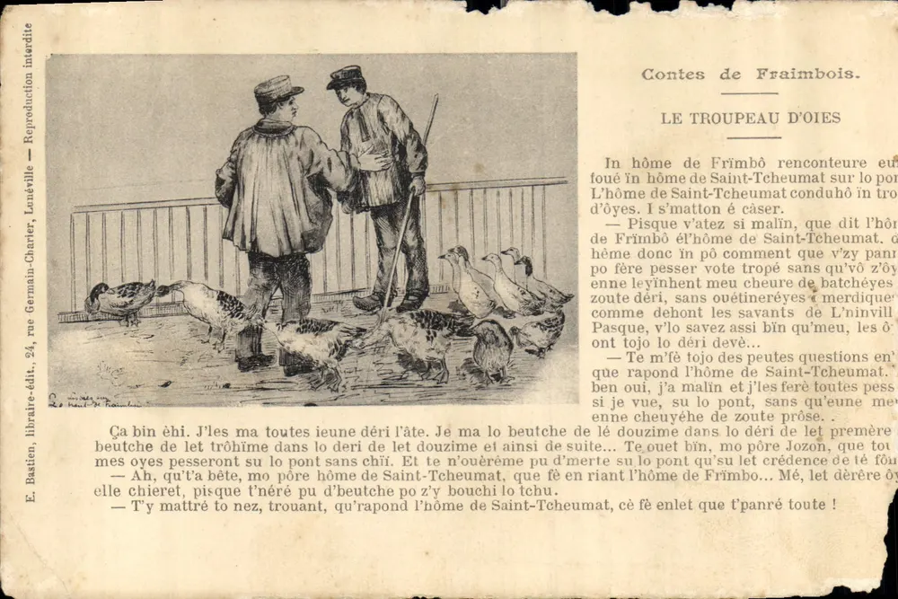 Contes de Fraimbois — DAS GANSHEERDE — Ausgabe E. Bastien, Buchhandlung-Verlag, Germain-Charter Straße, Luneville - Vorderseite