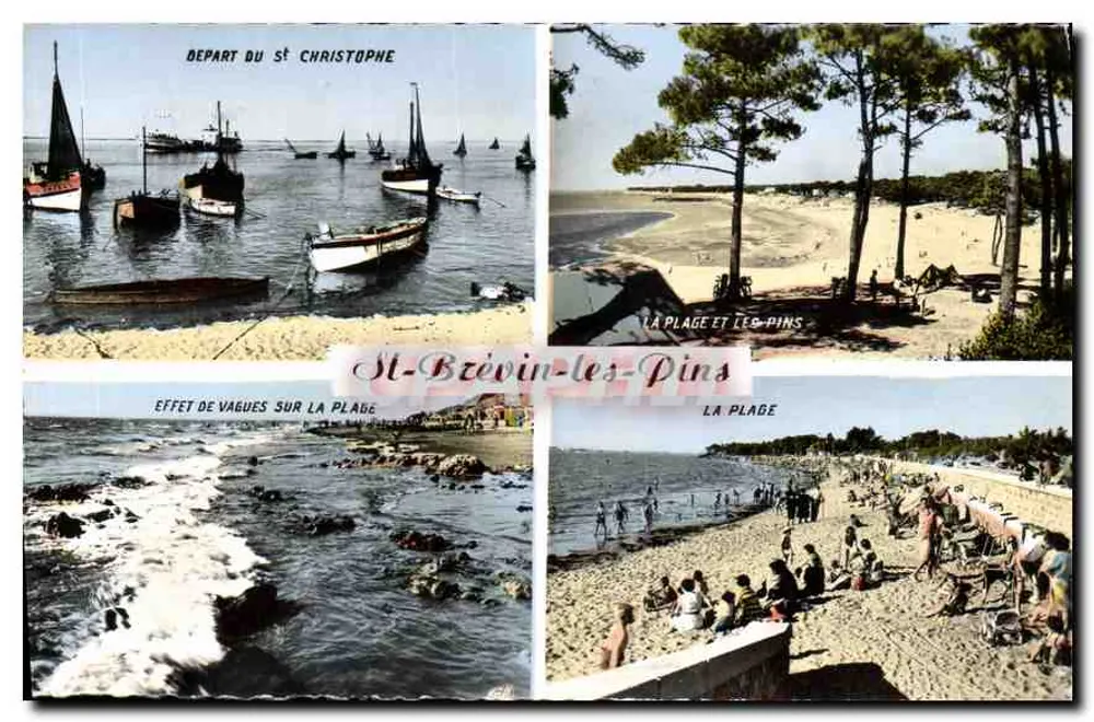 St-Brevin-les-Pins — Abfahrt des St Christophe, Die Strände und die Pines, Welleneffekt am Strand, Der Strand — Verlag REAL-PHOTO, n° 1659 - Vorderseite