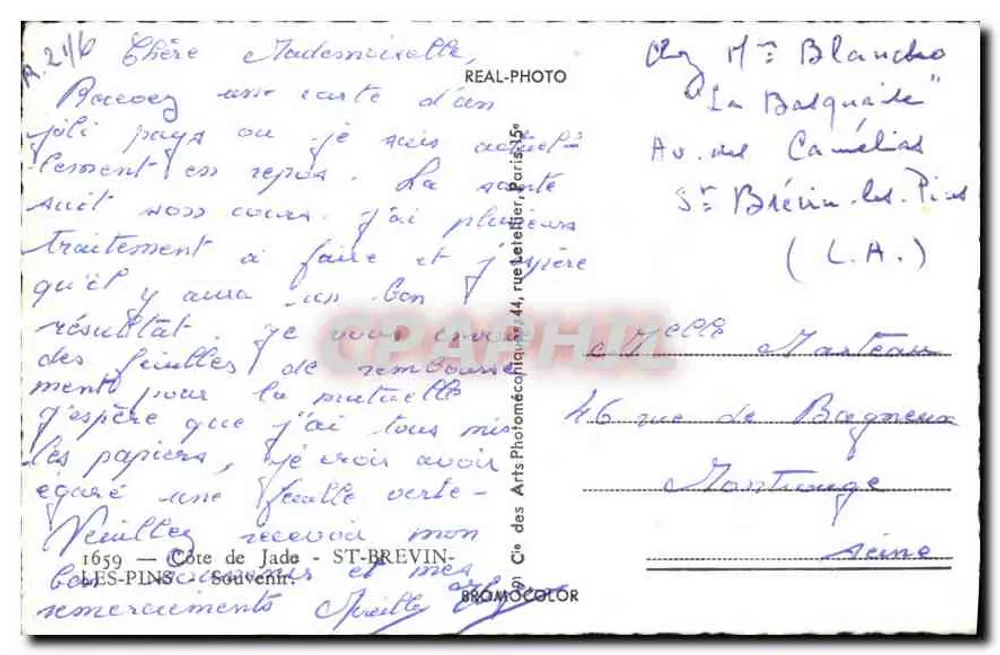 St-Brevin-les-Pins — Abfahrt des St Christophe, Die Strände und die Pines, Welleneffekt am Strand, Der Strand — Verlag REAL-PHOTO, n° 1659 - Rückseite