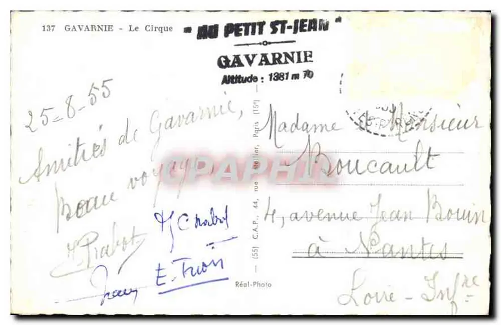 Gavarnie - O Circo — 'Au Petit St-Jean' — Réal-Photo - Verso