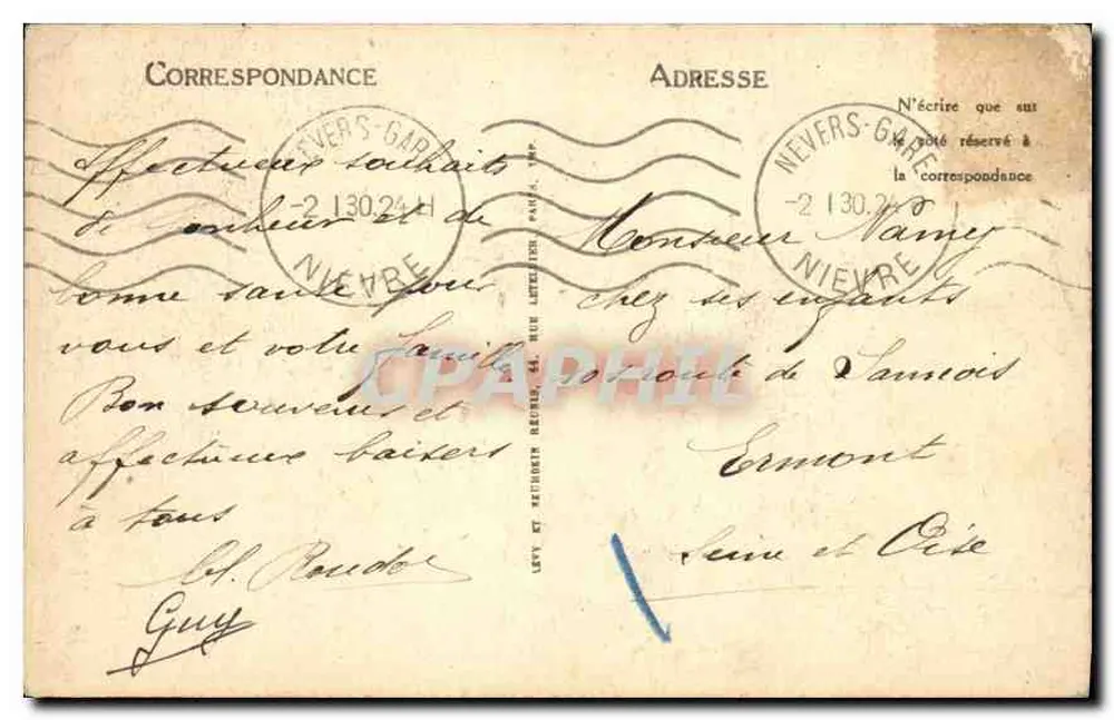 Nevers — Die Impasse des Jacobins und die Kathedrale — NG - Rückseite