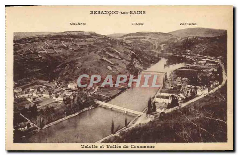 Besançon-les-Bains — Luftbild der Velotte und der Casamène-Tal — Ausgabe durch den Besançon Tourismusverein - Vorderseite