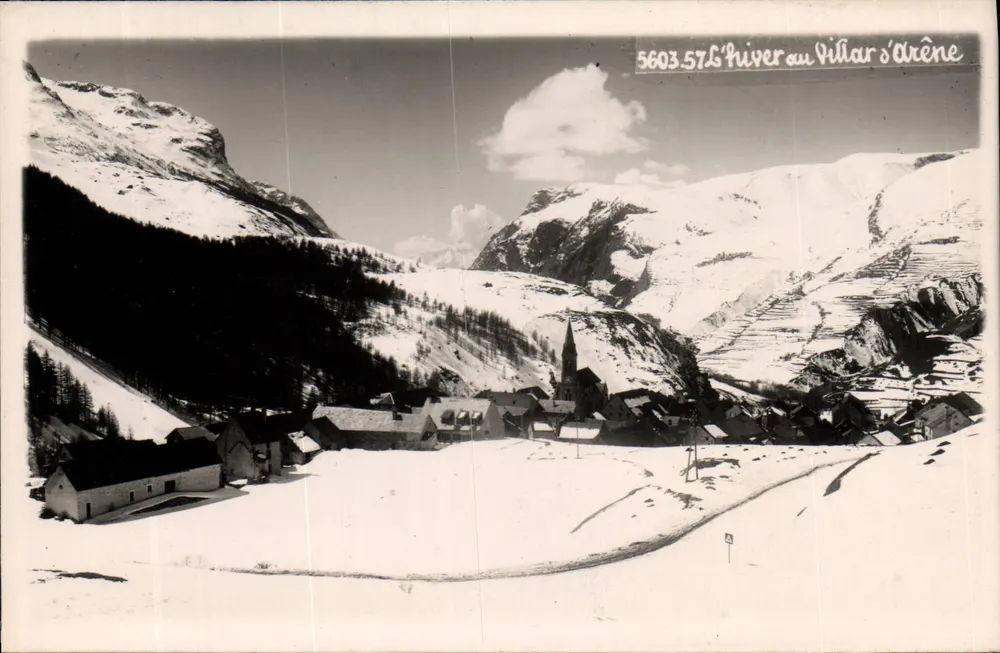 O Rio no Vilar d'Arène — vista invernal nevada — série 5603.57 - Frente