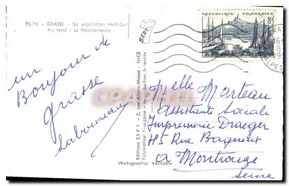 Grasse — Ihre exotische Vegetation — Editions S.F.P. - 75-56 - Rückseite