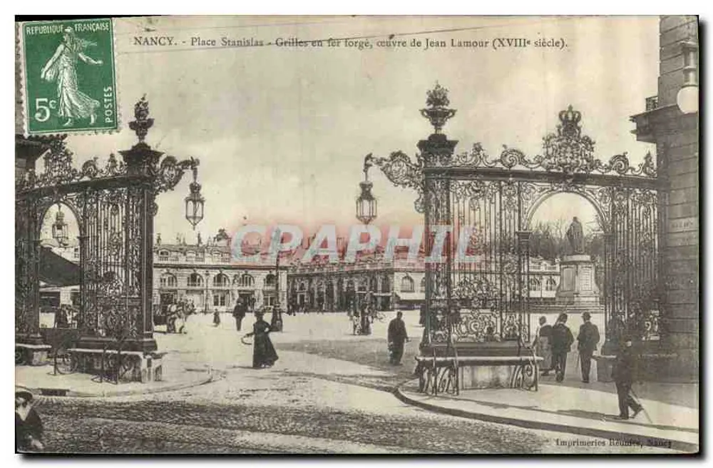 Nancy - Place Stanislas - Gepfeilte Eisen-Gitter, Werk von Jean Lamour (18. Jahrhundert). - Vorderseite