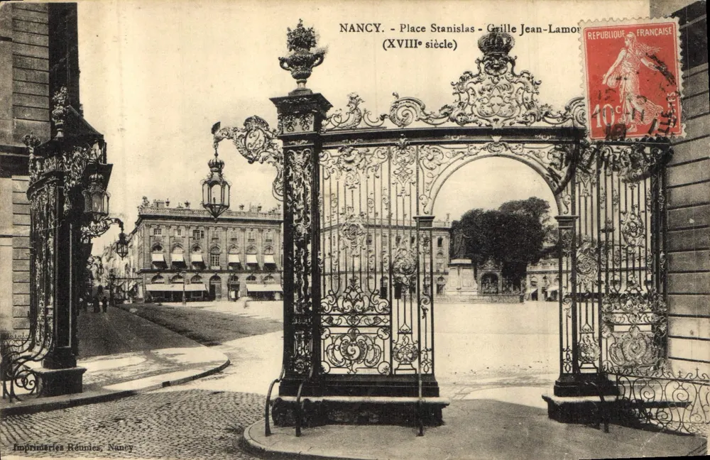 Nancy - Place Stanislas - Grille Jean-Lamor (século XVIII) — Imprimeries Réunies, Nancy - Frente