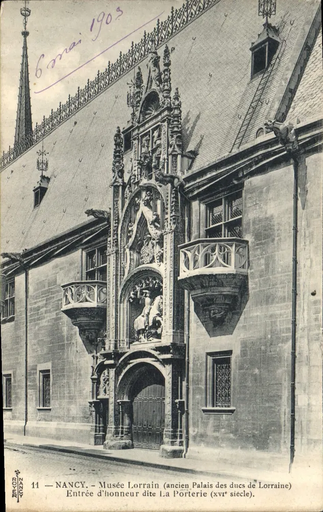 Nancy — Museu Lorrain (antigo Palácio dos Duques da Lorena) — Entrada de Honra chamada La Porterie (século xviiie) — editor RONING, n°11 - Frente