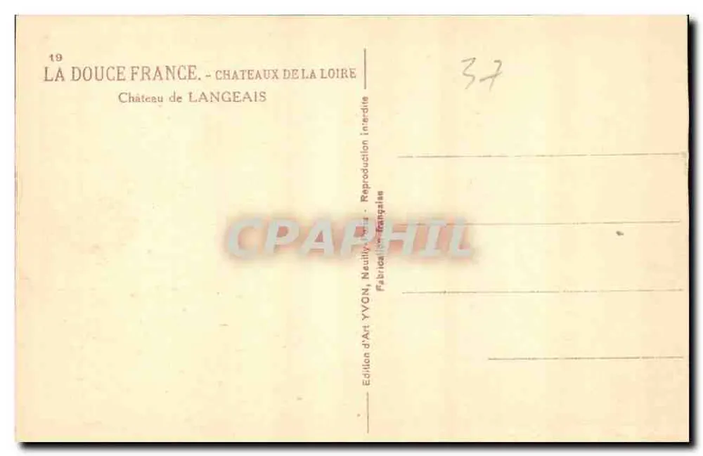Schloss Langeais — Schlösser der Loire — Édition d'Art YVON - Rückseite