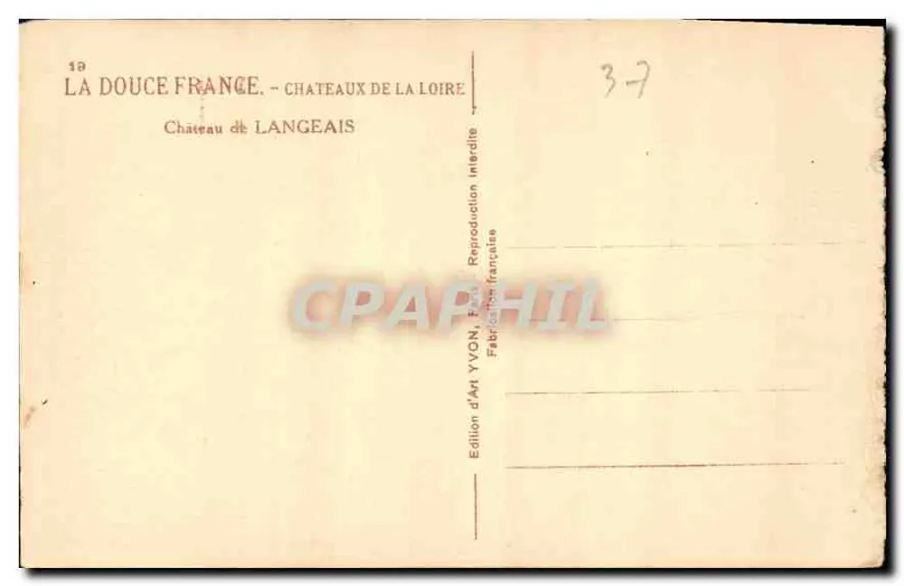 Schloss Langeais — Schlösser der Loire — Édition d'Art Yvonn, Paris - Rückseite
