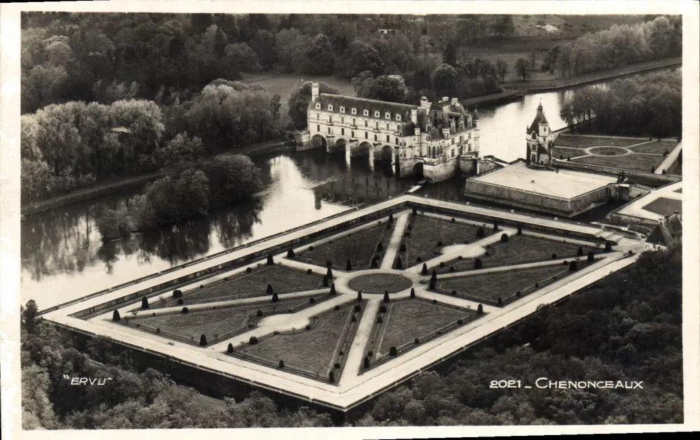 Castelo de Chenonceaux — vista aérea — Vistas Aéreas da França n°2021 - Frente