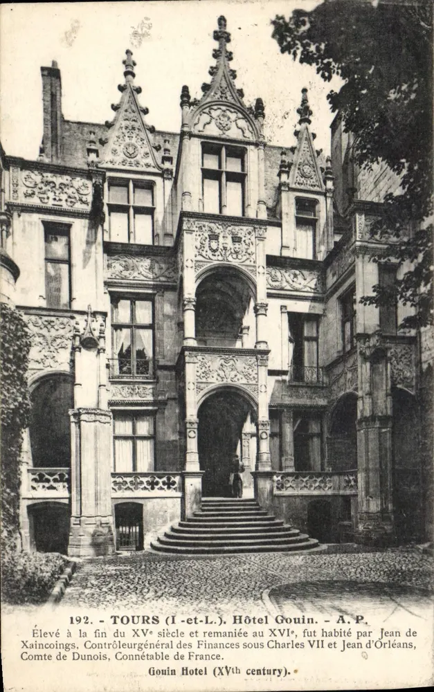 Tours (Indre-et-Loire), Hotel Gouin — editor A.P., n° 192 - Anverso