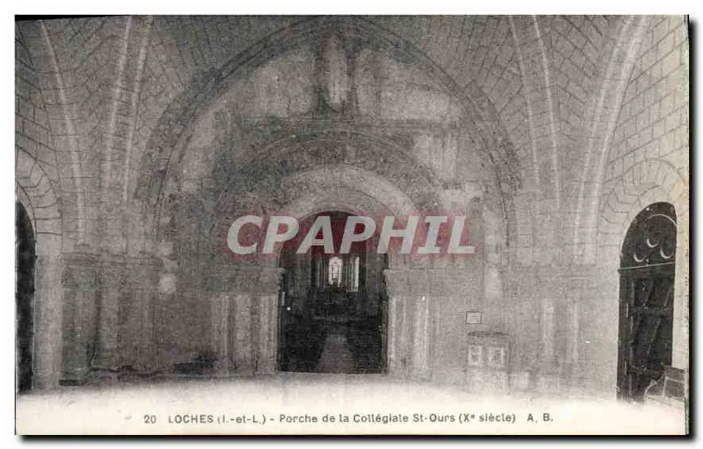 Loches (Loir-et-Cher) - Portal der Kollegiatstiftung Saint-Ours (10. Jahrhundert) - A. B. - Vorderseite