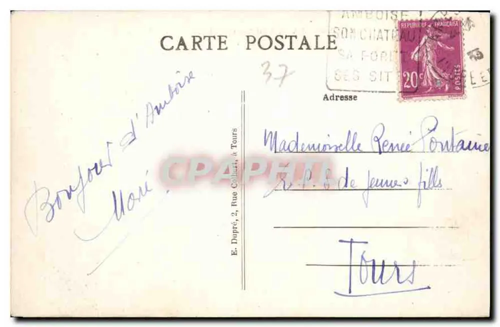Amboise (I.-et-L.) — O Castelo (fachada sudoeste) — A.P. The Castle - Verso