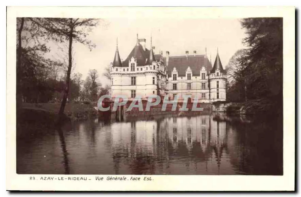 Azay-le-Rideau — Vista Geral. Face Leste. — Édition des Châteaux Historiques en France - Frente