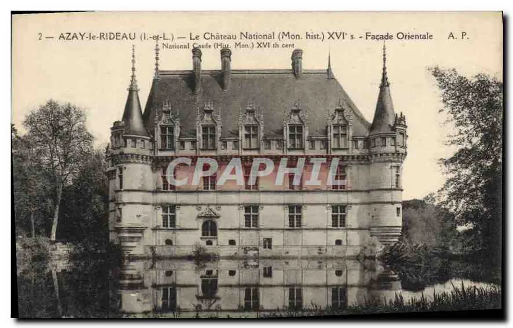 Azay-le-Rideau — Das nationale Schloss (Mon. hist.) 16. Jh. — Ostfassade — A. P. - Vorderseite