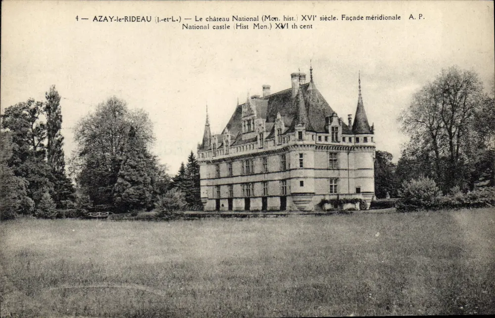 Azay-le-Rideau — Das nationale Schloss — südliche Fassade — A.P. - Vorderseite
