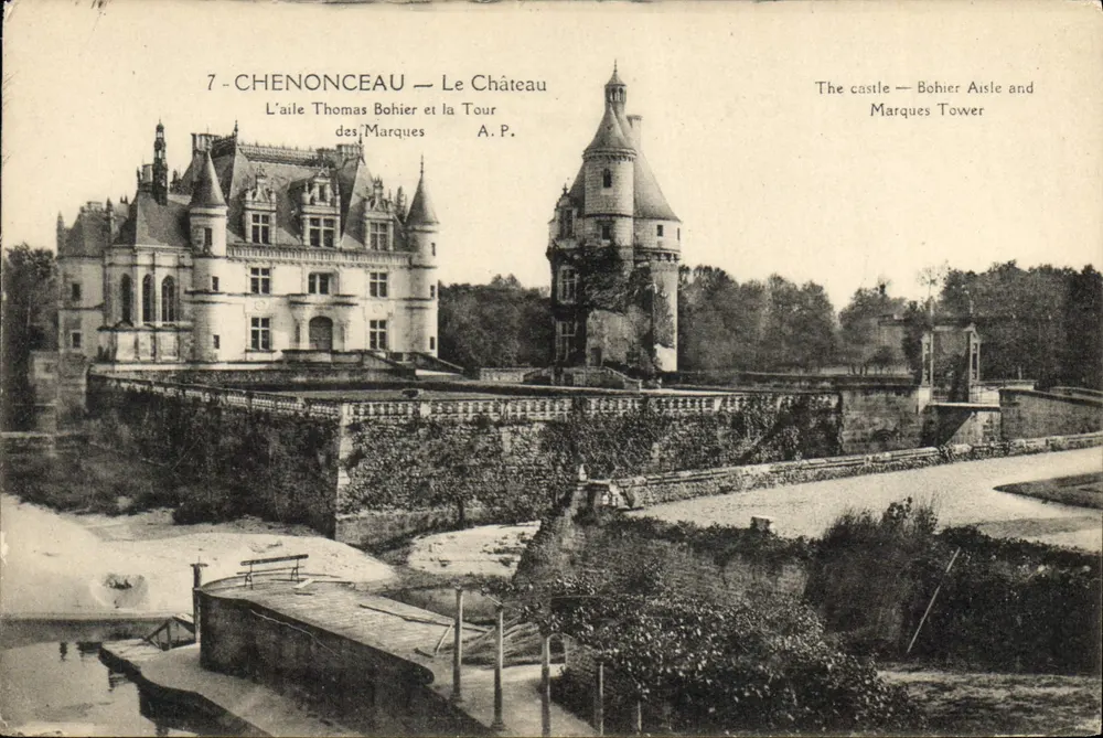 Chenonceau — O Castelo — A asa Thomas Bohier e a Torre das Marcas - Frente