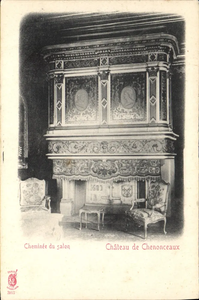 Lareira da sala — Castelo de Chenonceaux — Paris, editor Néf, n° 303 - Frente