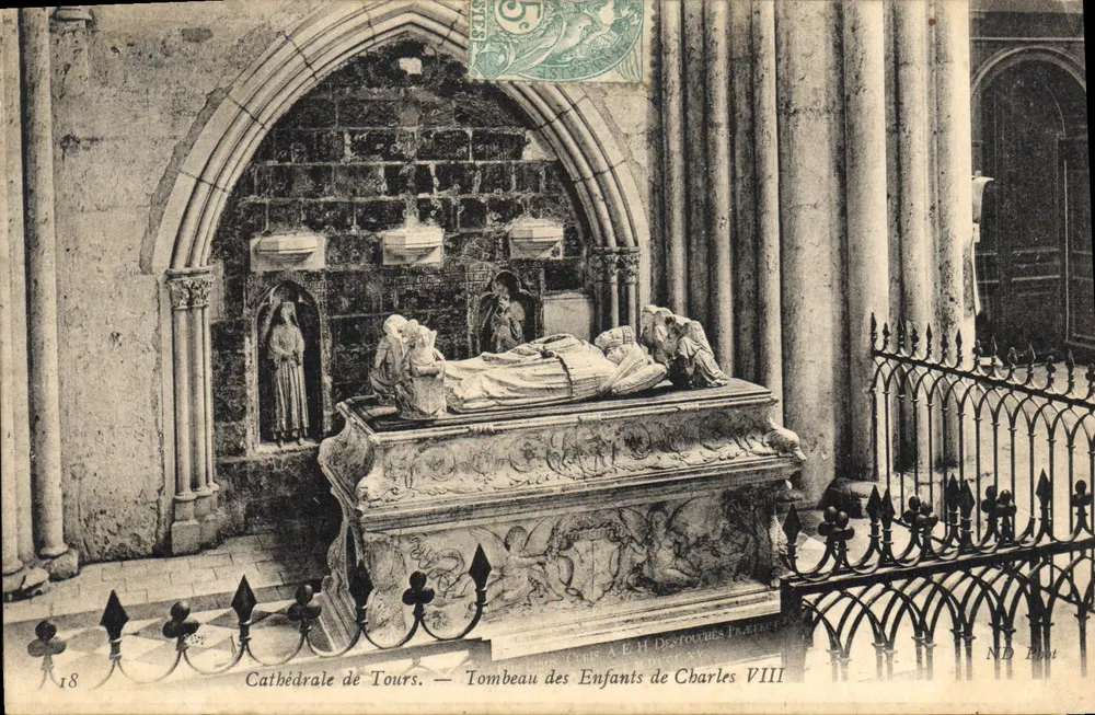 Kathedrale von Tours — Grab der Kinder von Karl VIII — Verlag A. E. H. Destouches, Nr. 18 - Vorderseite