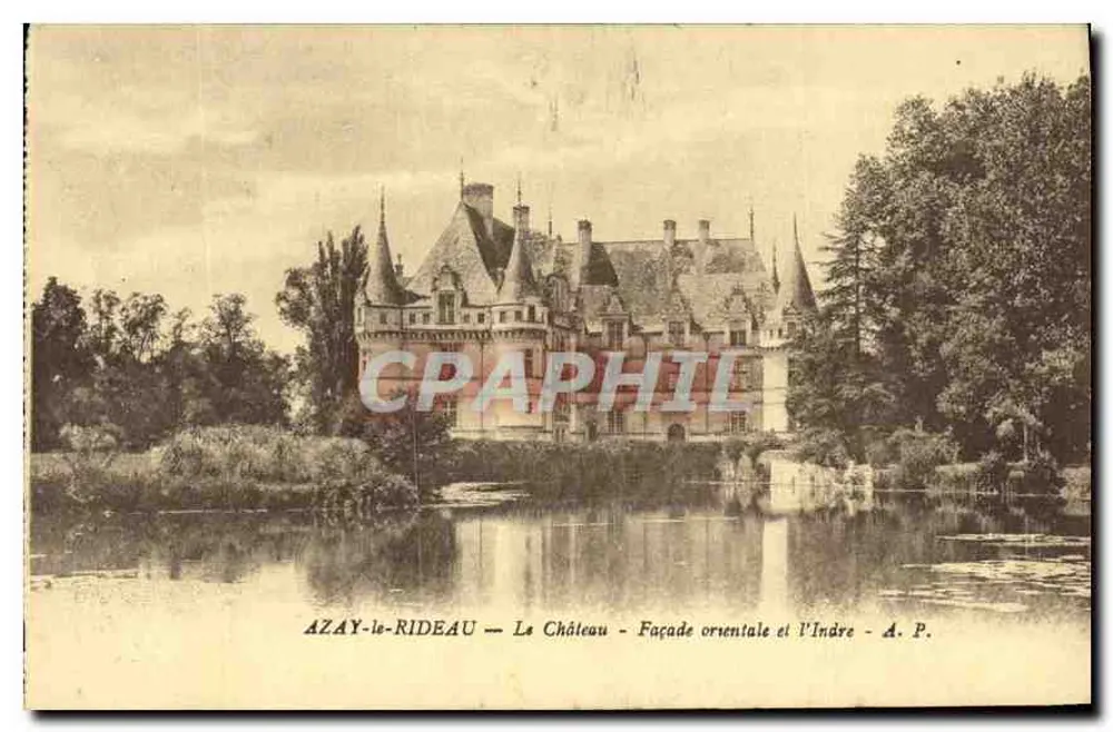 Azay-le-Rideau — Das Schloss — Ostfassade und der Indre — A. P. - Vorderseite