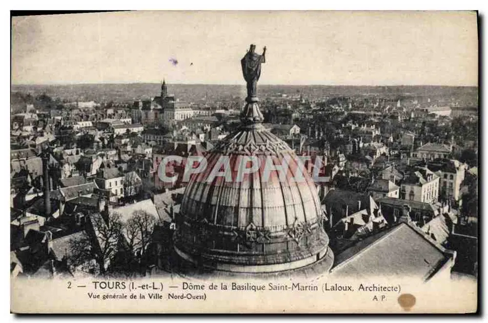 Tours (Loire-et-Loire) — Domo da Basílica de São Martinho (Laloux, Arquiteto) — Vista geral da Cidade Noroeste - Frente