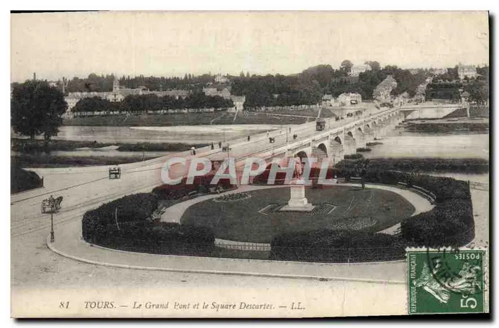 Tours — Der Große Brücke und der Descartes-Platz — L.L. - Vorderseite