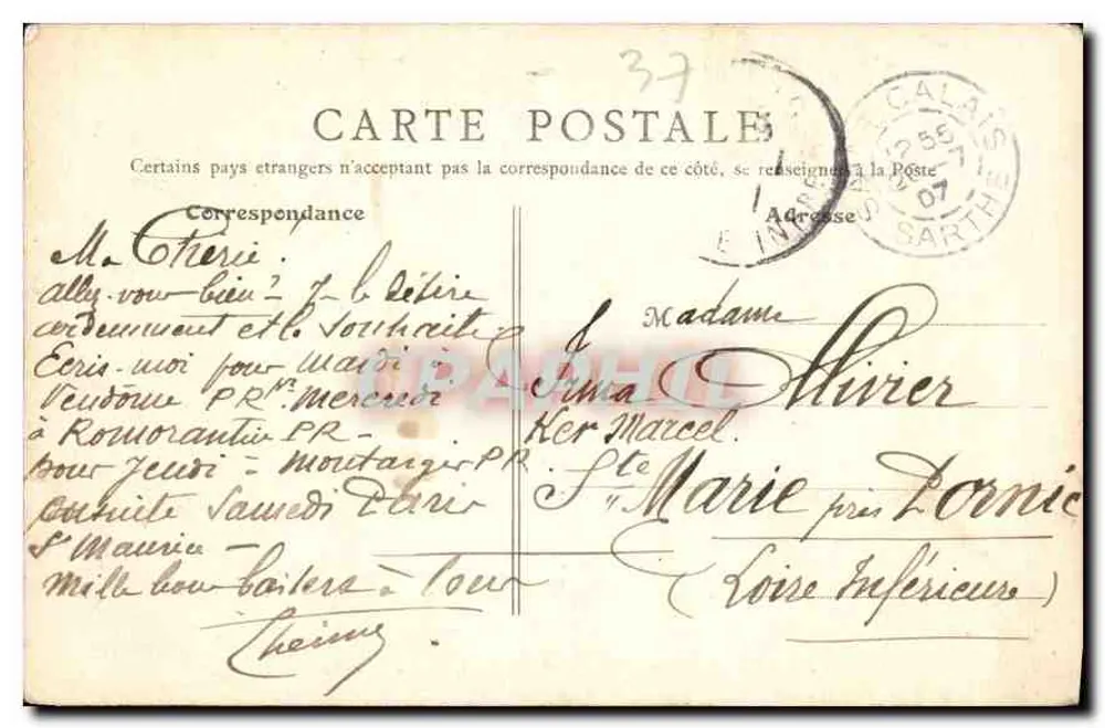 Loches (I.-et-L.) - Castelo de Loches - Subprefeitura — B. F., Paris - Verso